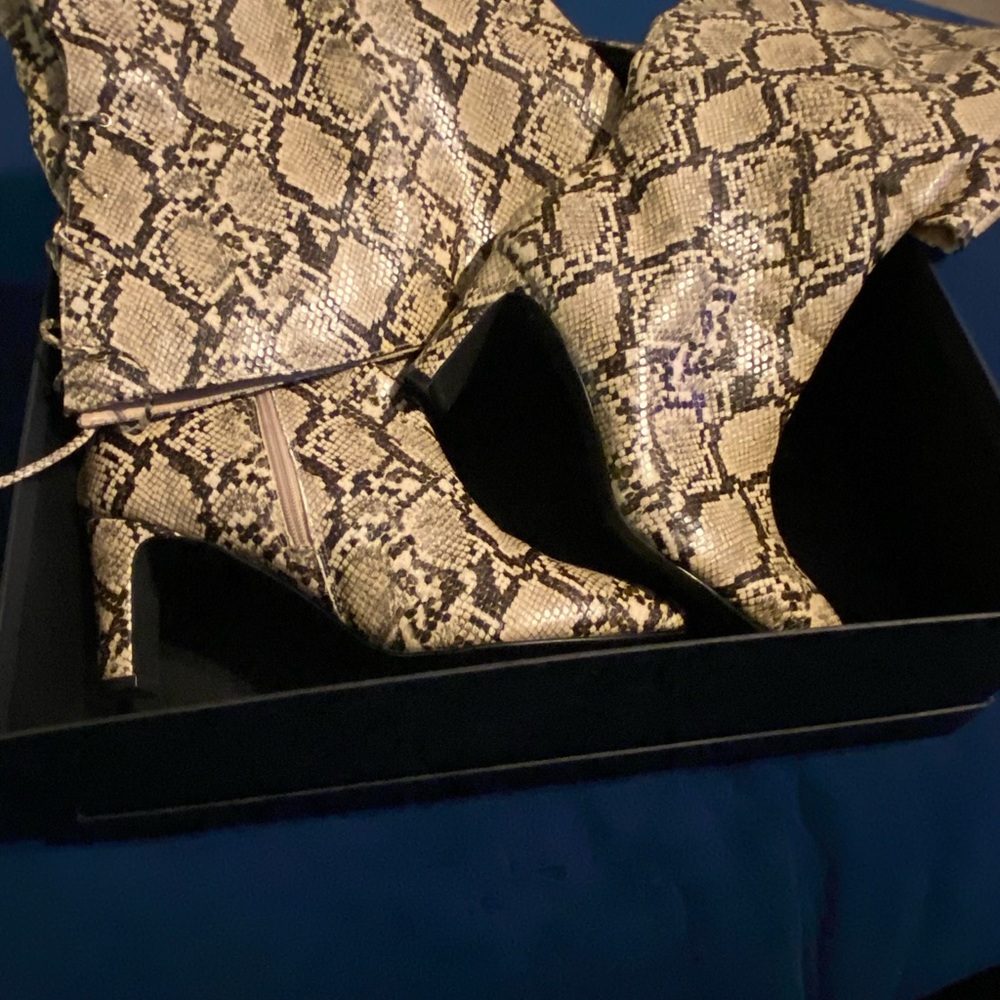 Fashion to Figure Snakeskin Heeled Boots
